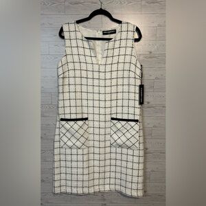 Karl Lagerfeld Paris Women's Double Pocket Dress - Ivory/Black - Size 12